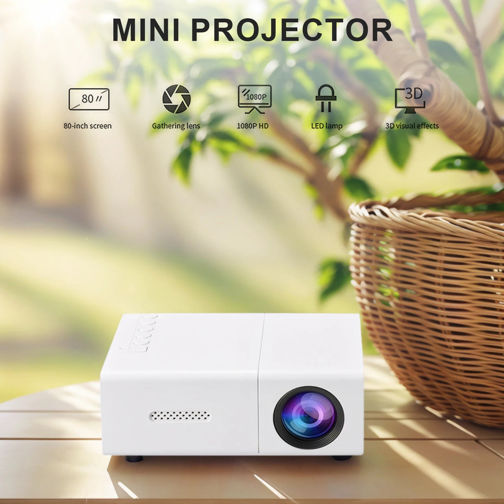 1080P LED Mini Projector - Portable 4K HD Projector with Remote Control