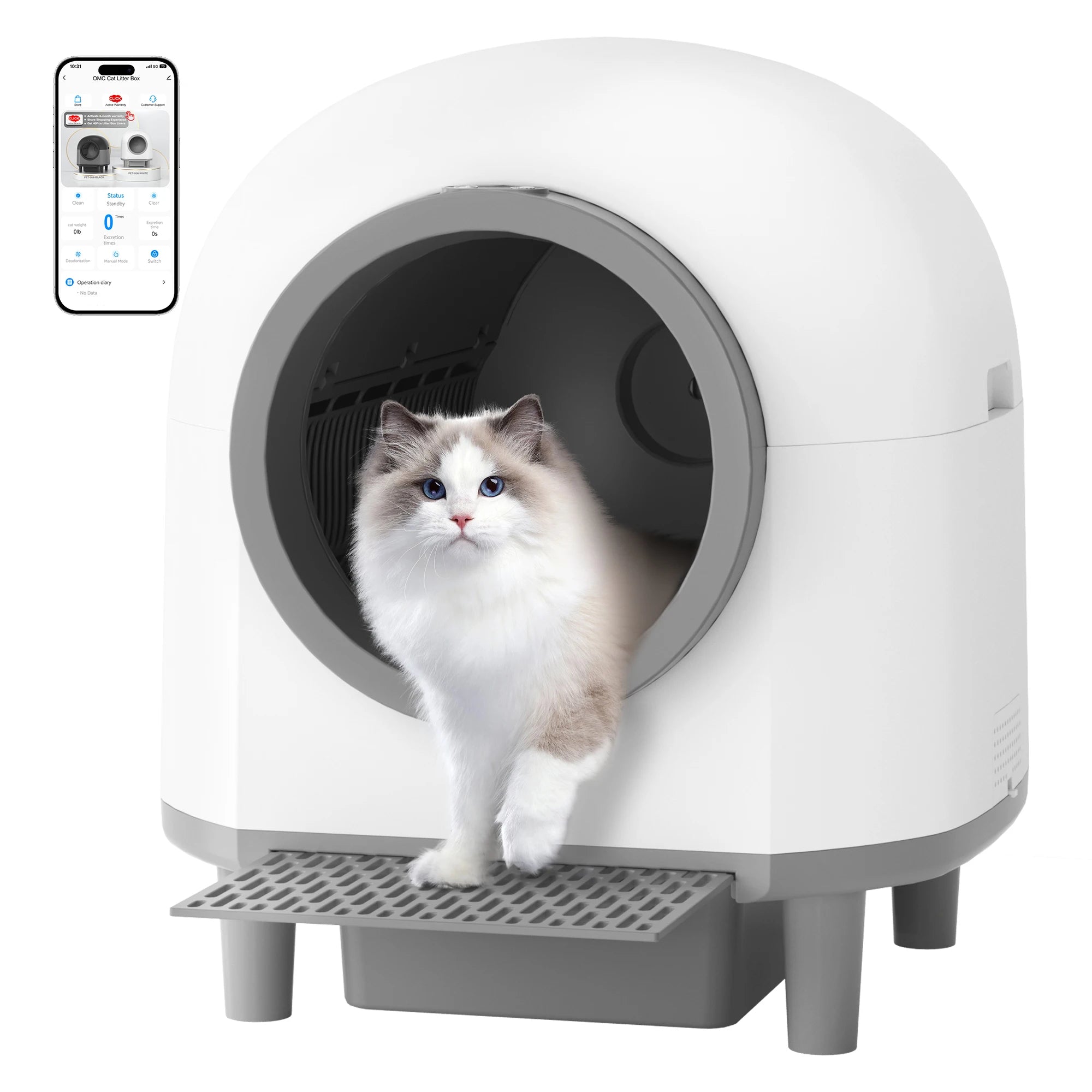 REDSASA Smart Automatic Cat Litter Box with App Control & Safety Sensors