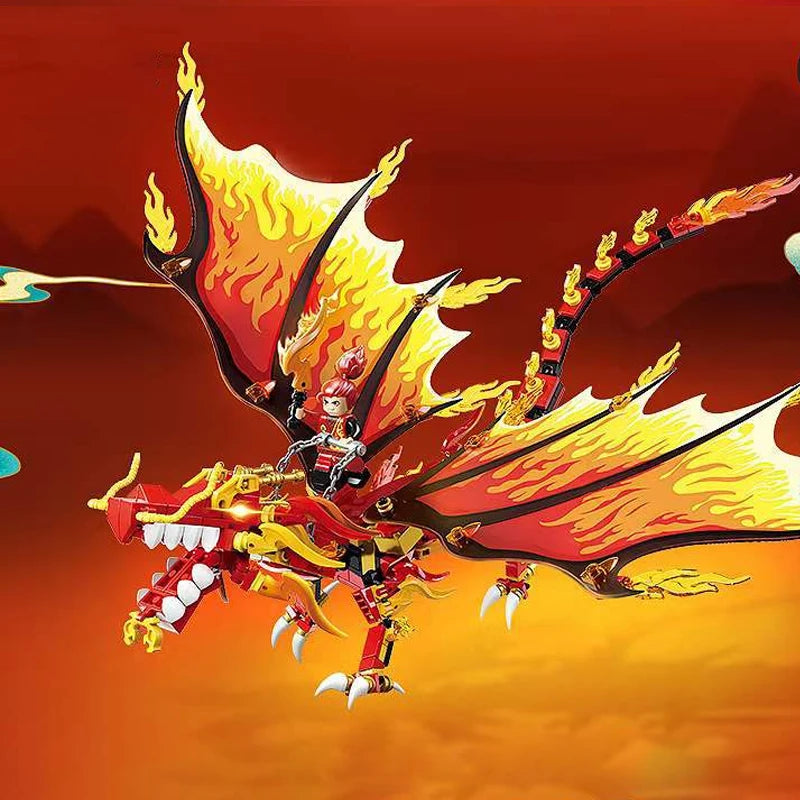 Flame Dragon Ninja Building Blocks - 2-in-1 Puzzle Game for Kids & Adults