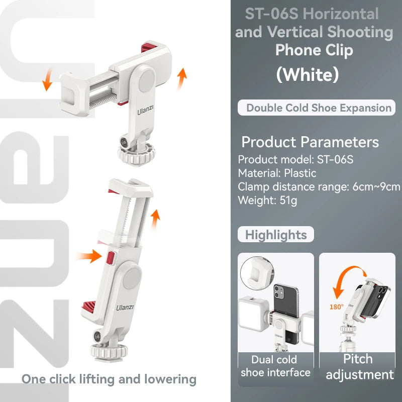 Ulanzi ST-06S Phone Holder Clamp for Horizontal & Vertical Shooting