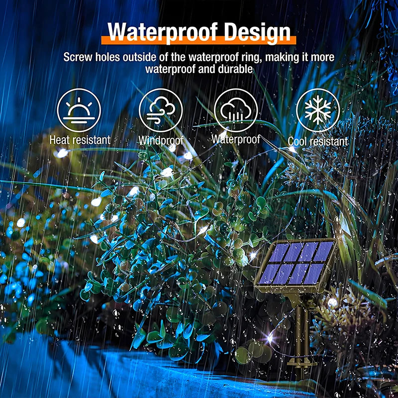 Waterproof Solar LED String Lights for Garden & Outdoor Decor