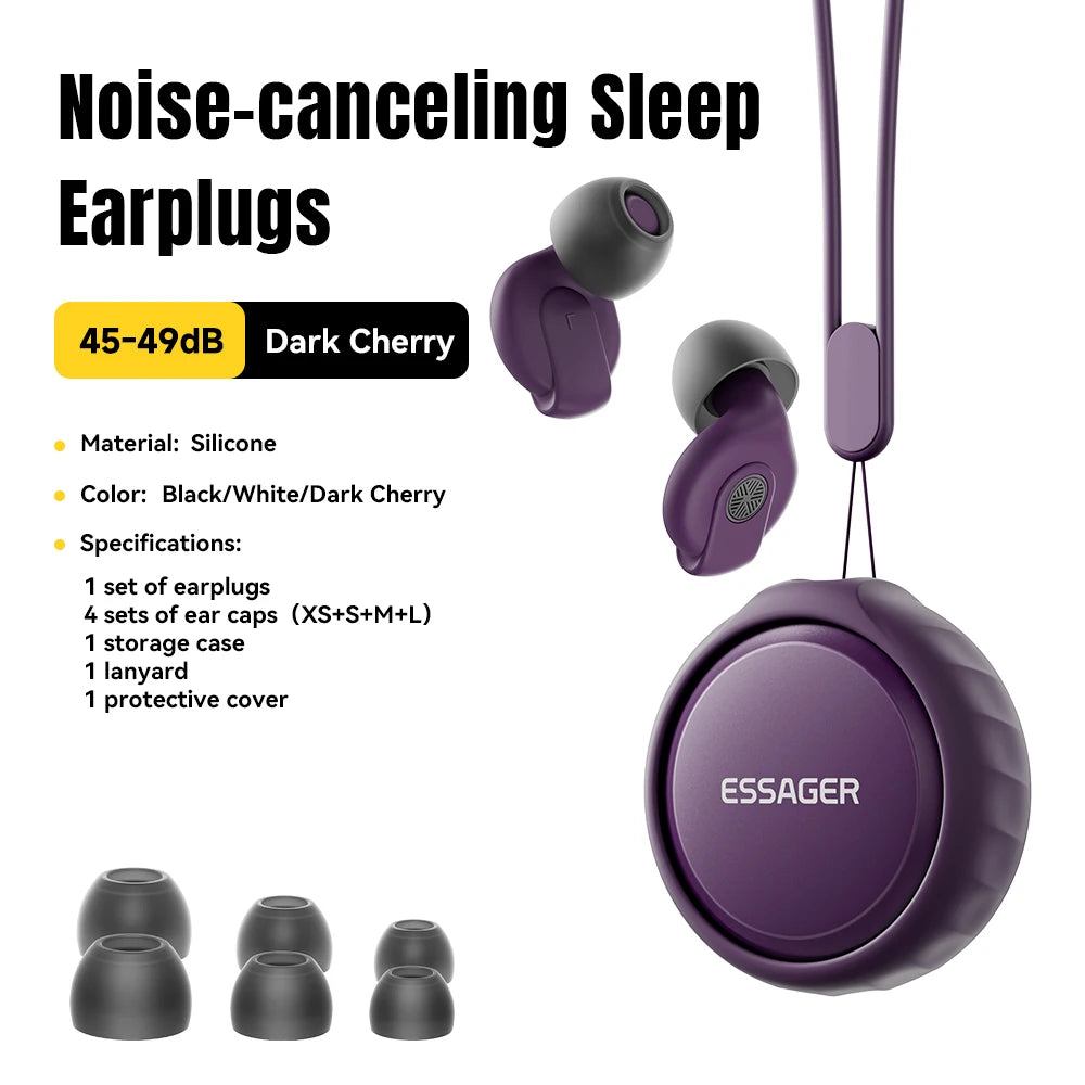 Essager Noise-Canceling Silicone Earplugs for Sleep & Study - 45-49dB