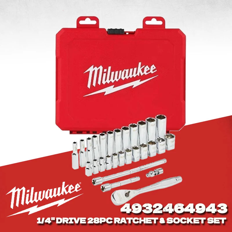 Milwaukee 28-Piece Metric 1/4" Ratchet & Socket Set | Durable Accessories