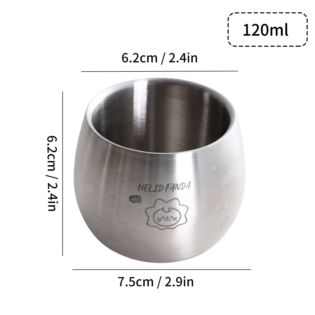 Double-Layer Cute Metal Coffee Cup for Kids - 120ml Stainless Steel