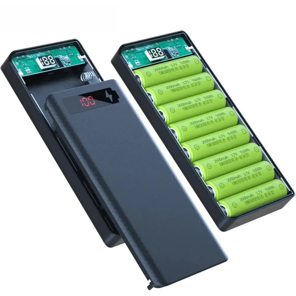 DIY Dual USB Power Bank Case for 8x18650 Batteries - No Batteries Included