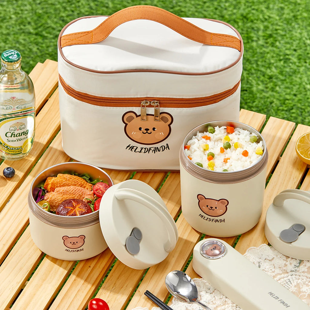 Double-Layer Insulated Stainless Steel Kids Bento Lunch Box