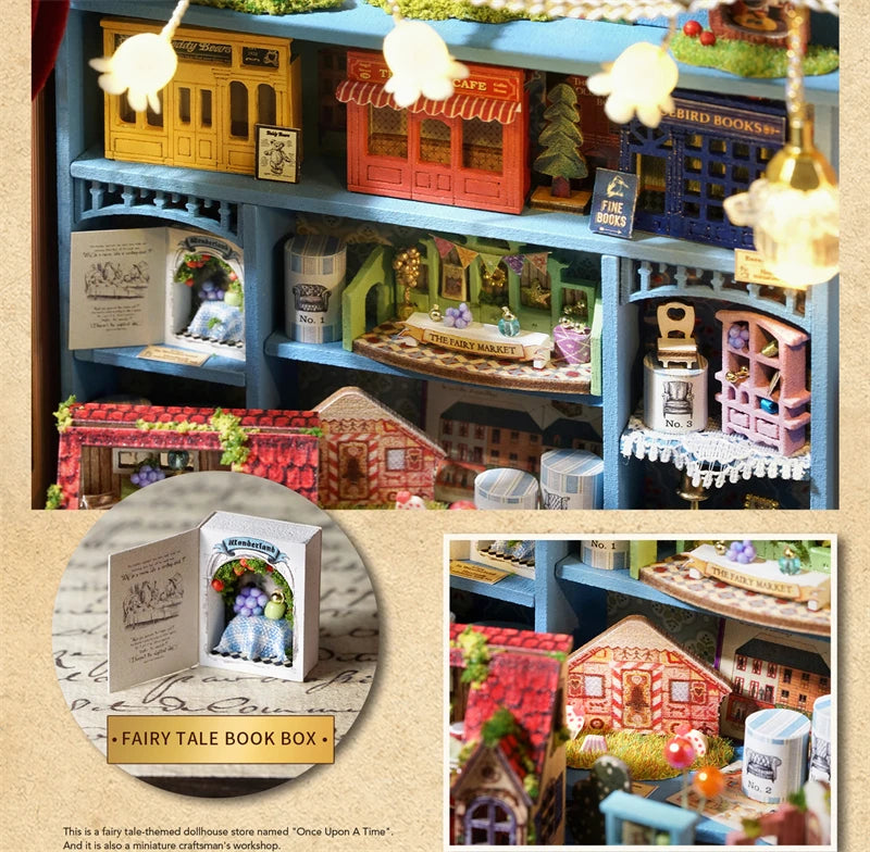 DIY Fairy-Tale Wonderhouse Wooden Miniature Dollhouse Kit with Furniture