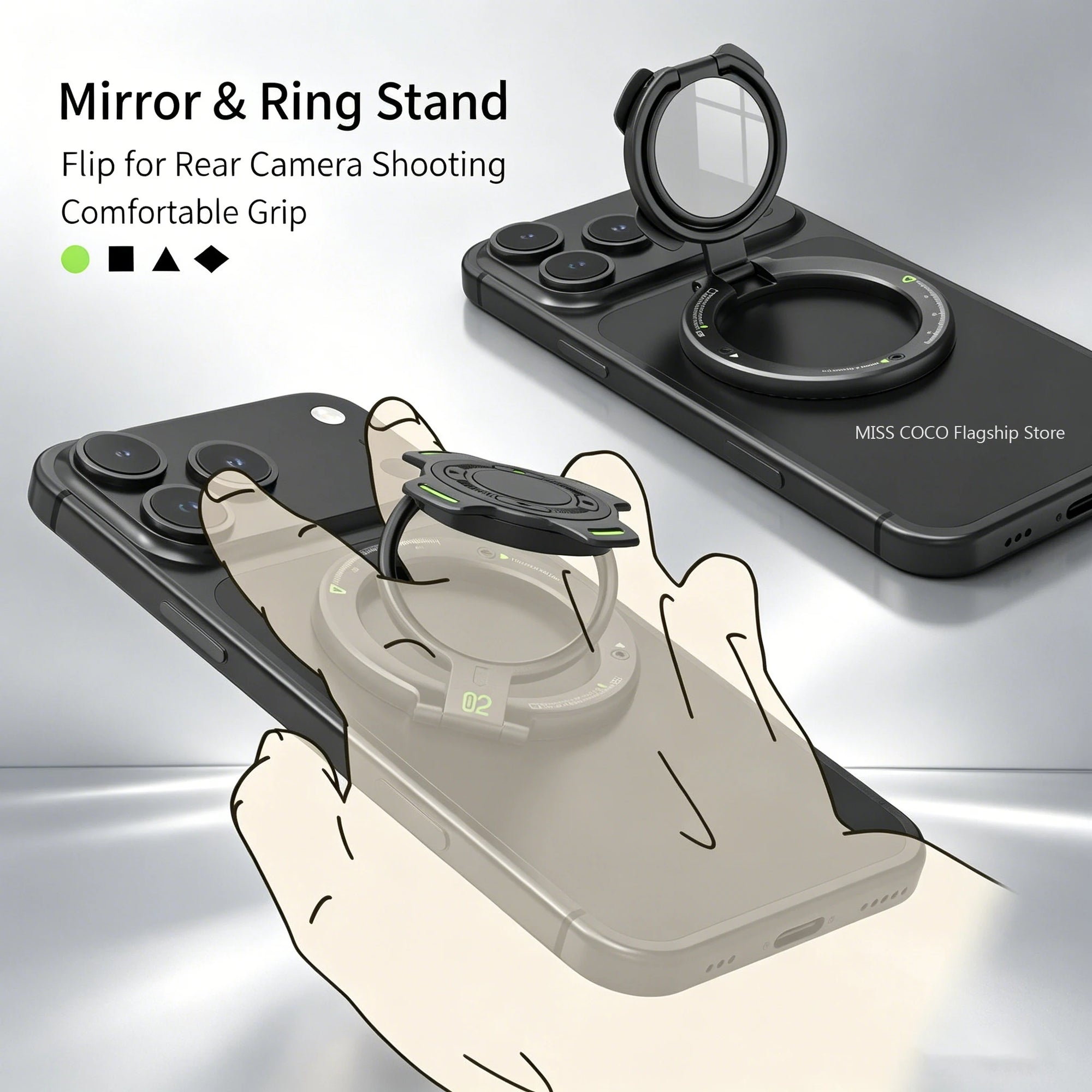 Double-Sided Magnetic Finger Ring Holder for Phone – Portable & Versatile