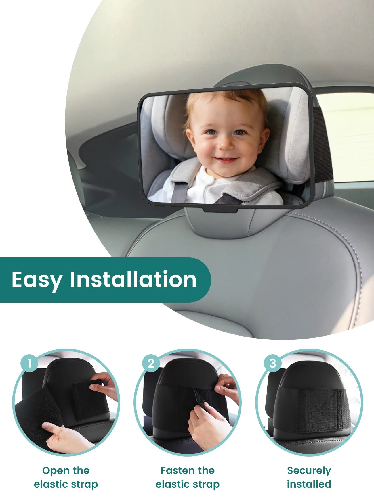 Shatterproof Baby Car Mirror - Safe Rearview Monitor for Infants