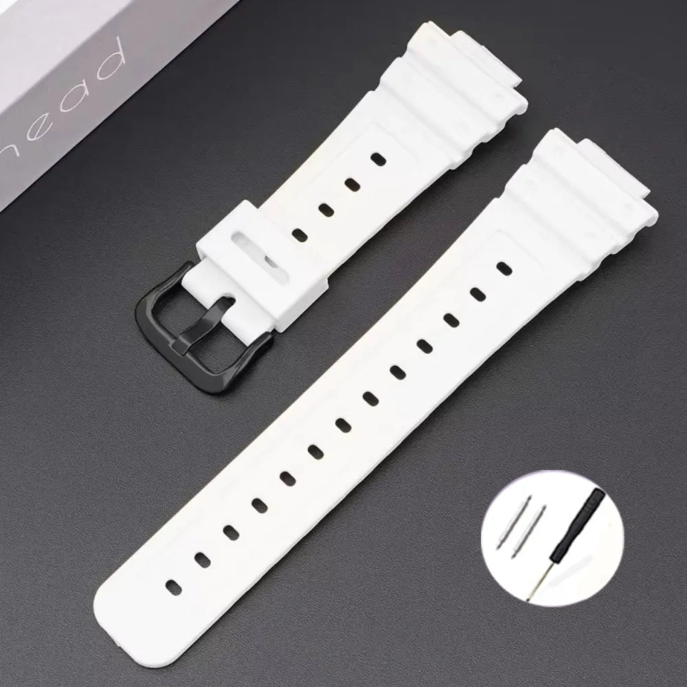 16mm Waterproof Silicone Watch Strap for Casio Models | Silver Buckle