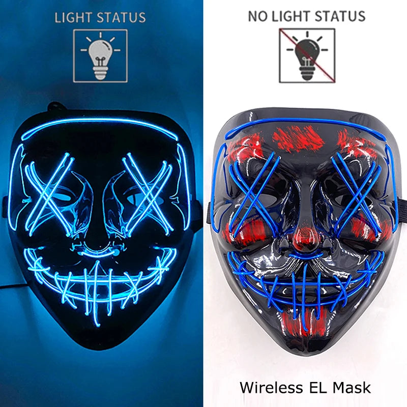 Glow-in-the-Dark Wireless LED Purge Mask for Halloween Cosplay