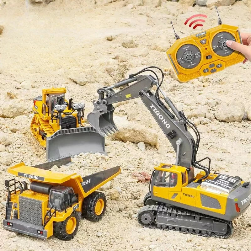 2.4GHz RC Excavator Toy Truck for Kids | Alloy, Lights & Sounds
