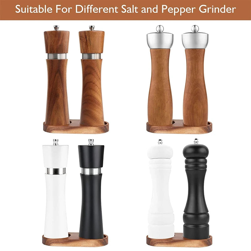 Acacia Wood Salt and Pepper Mill Tray - Kitchen Organizer & Protector