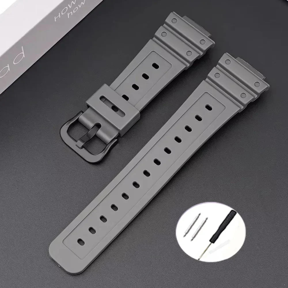 16mm Waterproof Silicone Watch Strap for Casio Models | Silver Buckle