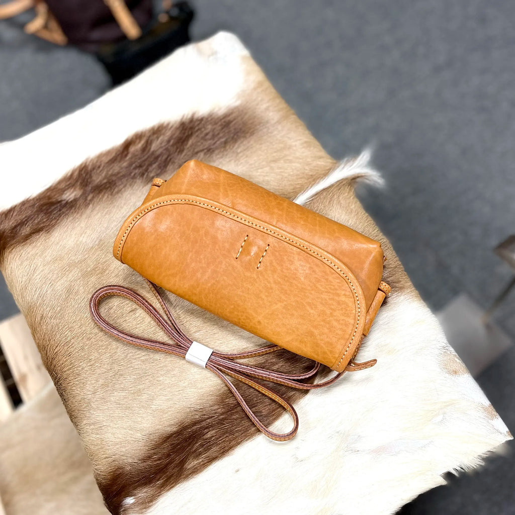 Artistic Mini Leather Shoulder Bag - Durable & Stylish Cell Phone Case