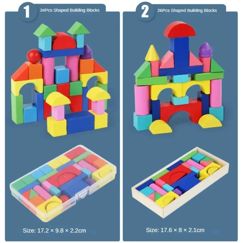 Montessori 34PCS Geometric Puzzle Toy - Fun Learning Blocks for Kids