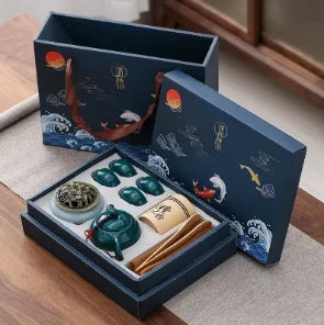Ceramic Kungfu Tea Set with Incense Burner – Complete Gift Box