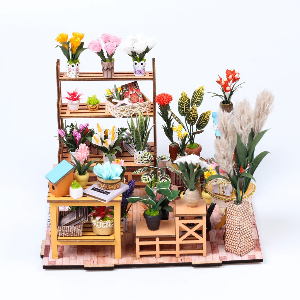 DIY Miniature Garden House Kit with LED Lights & Realistic Furniture