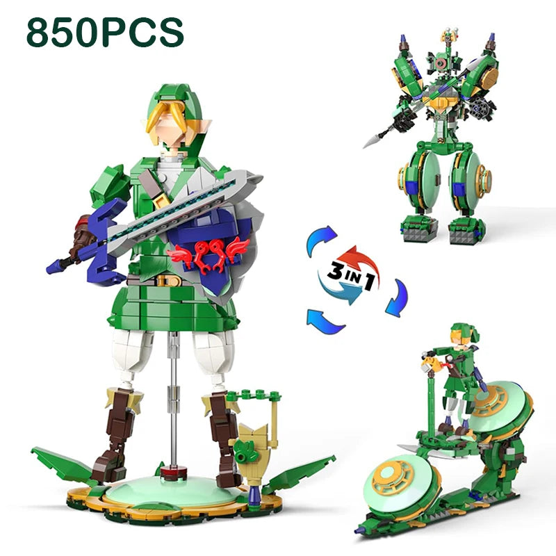 3-in-1 Anime Building Block Figure Set - Detailed Display Toy