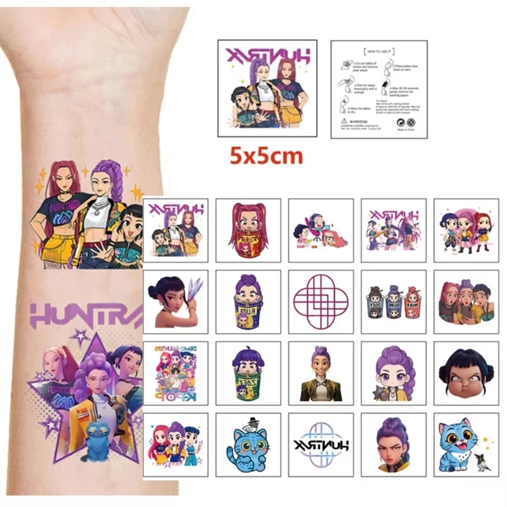 20pcs Cartoon Temporary Tattoo Stickers for Parties & Cosplay