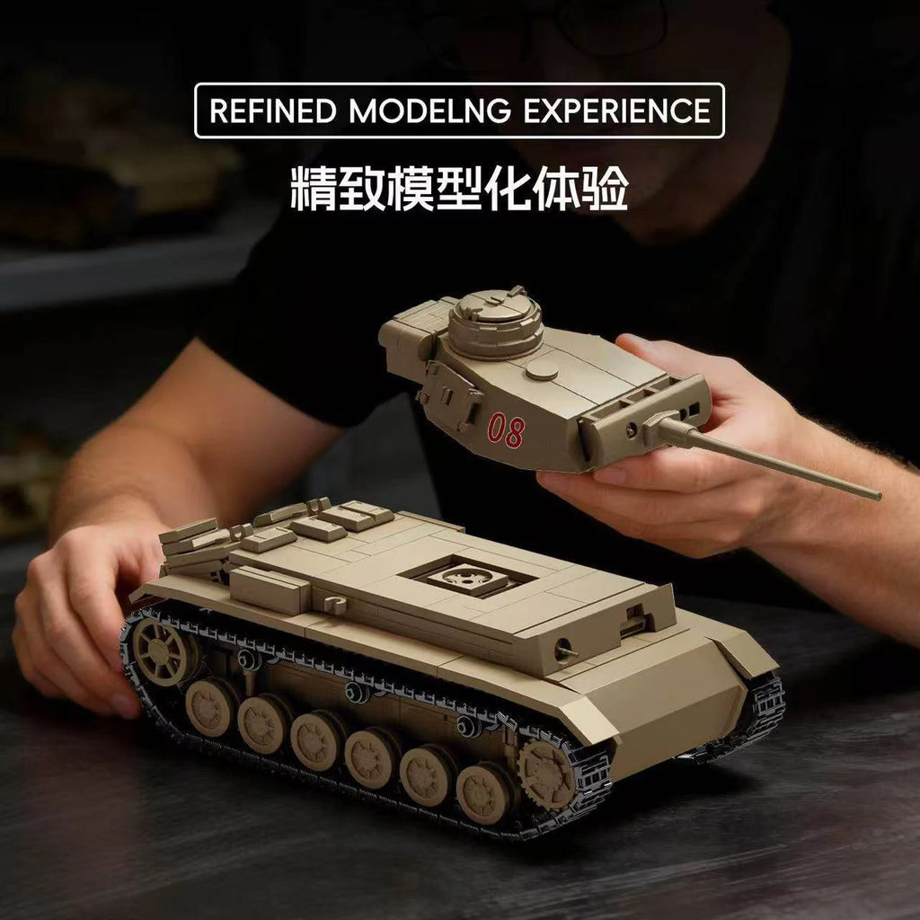 MOC Afrika Korps Panzer III Tank Model Building Blocks Toy