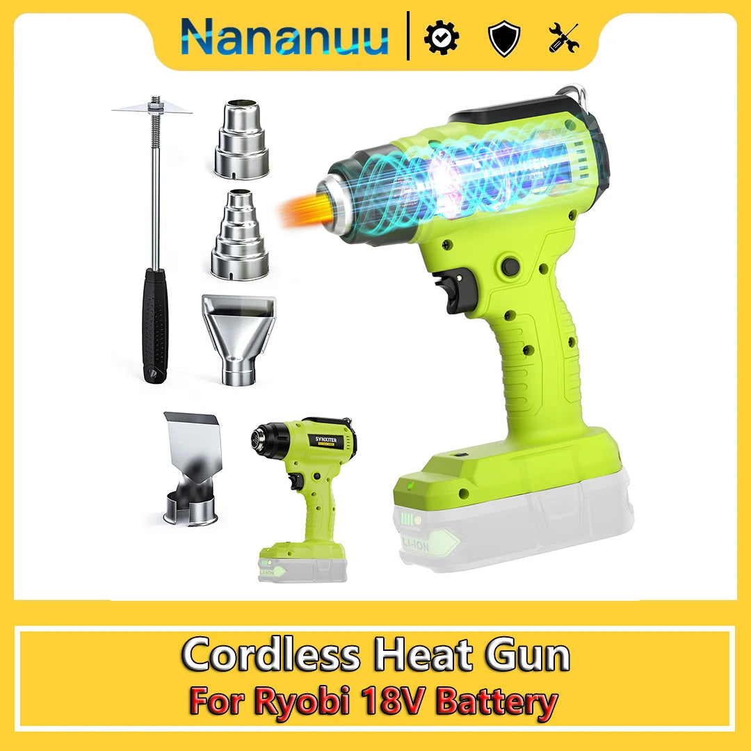 Nananuu Cordless Heat Gun for Ryobi 18V - 5 Nozzles Included