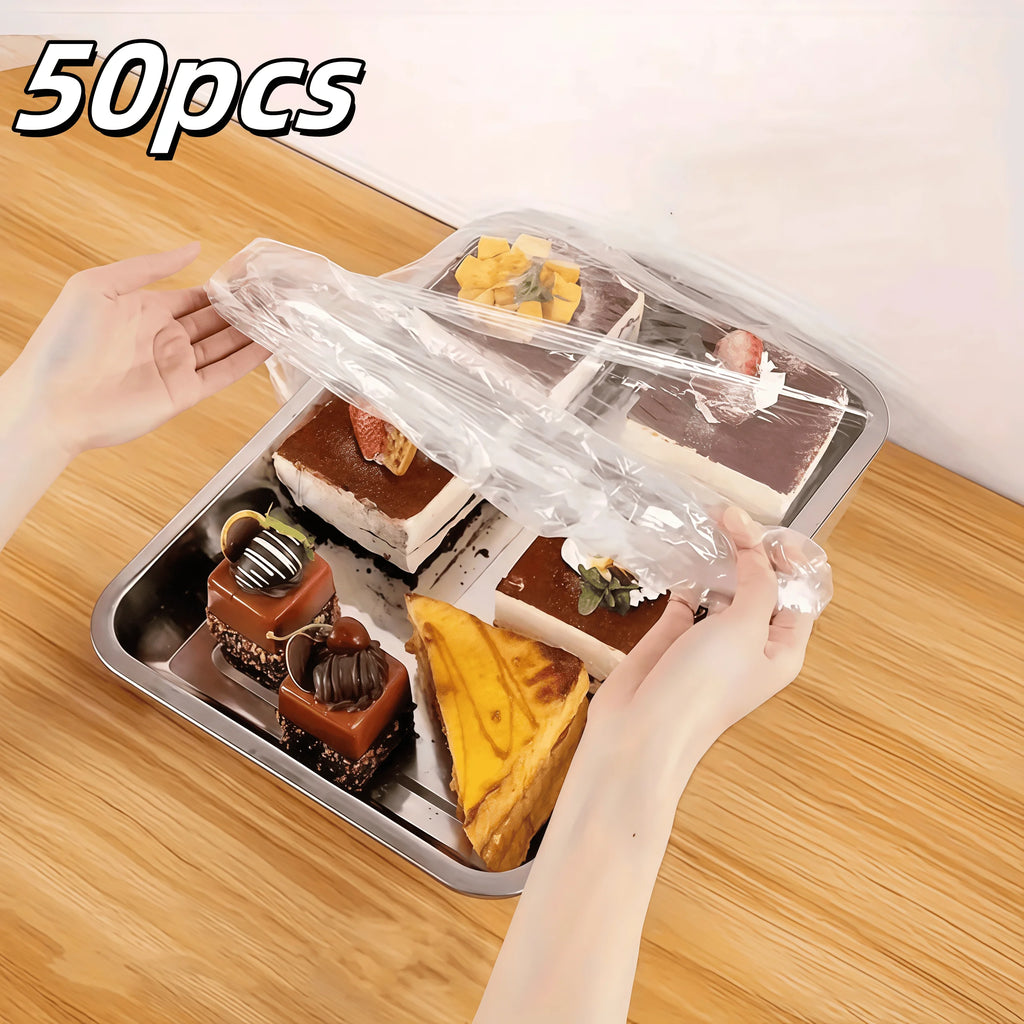50 Reusable PE Elastic Food Covers - Stretchable Lids for Snacks & Fruits