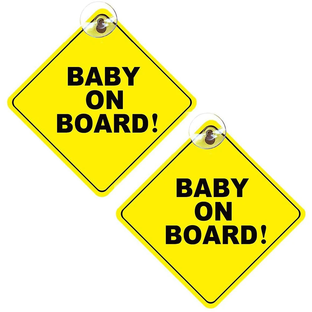Bright Baby on Board Car Sticker with Strong Suction Cups