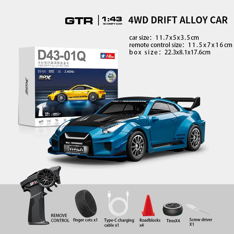 Macro Star D43 RC Drift Car - Eye-Catching Luminous 1:43 Alloy Model