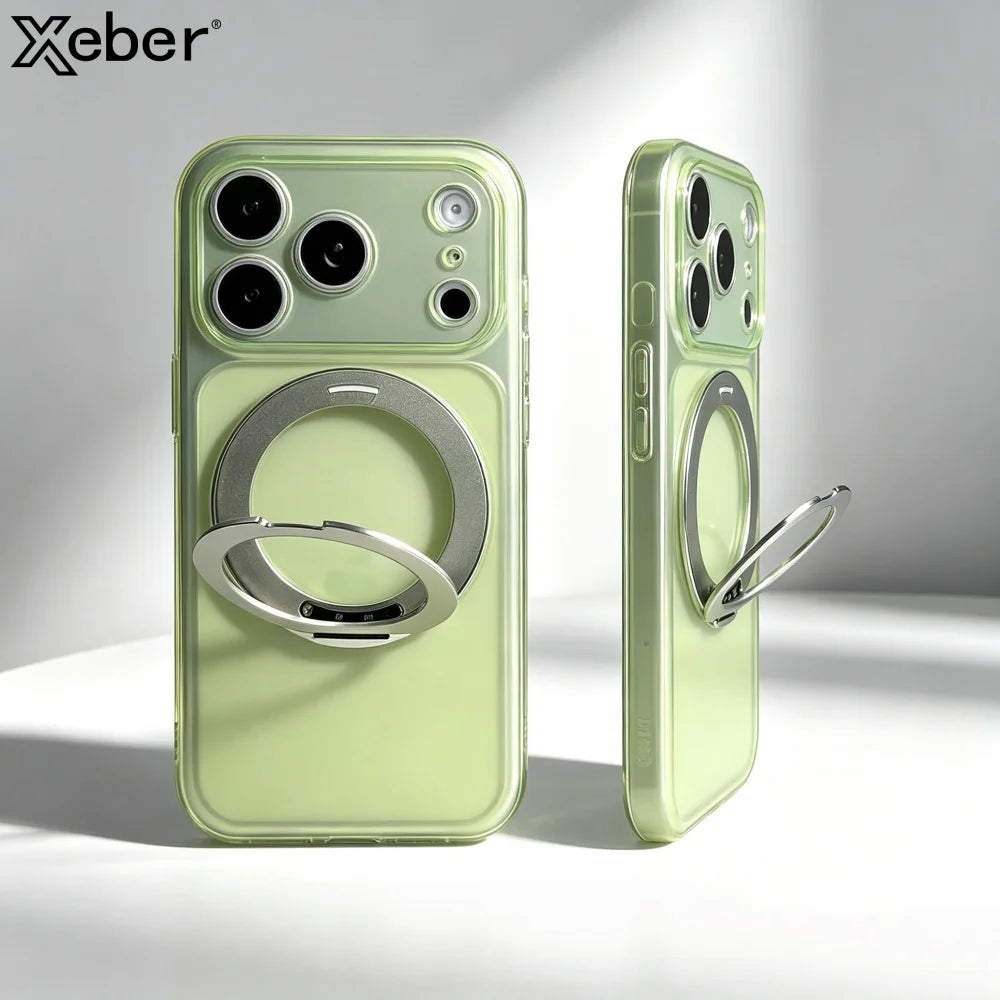 Clear MagSafe-Compatible Ring Stand Case for iPhone 11-17 | Shockproof