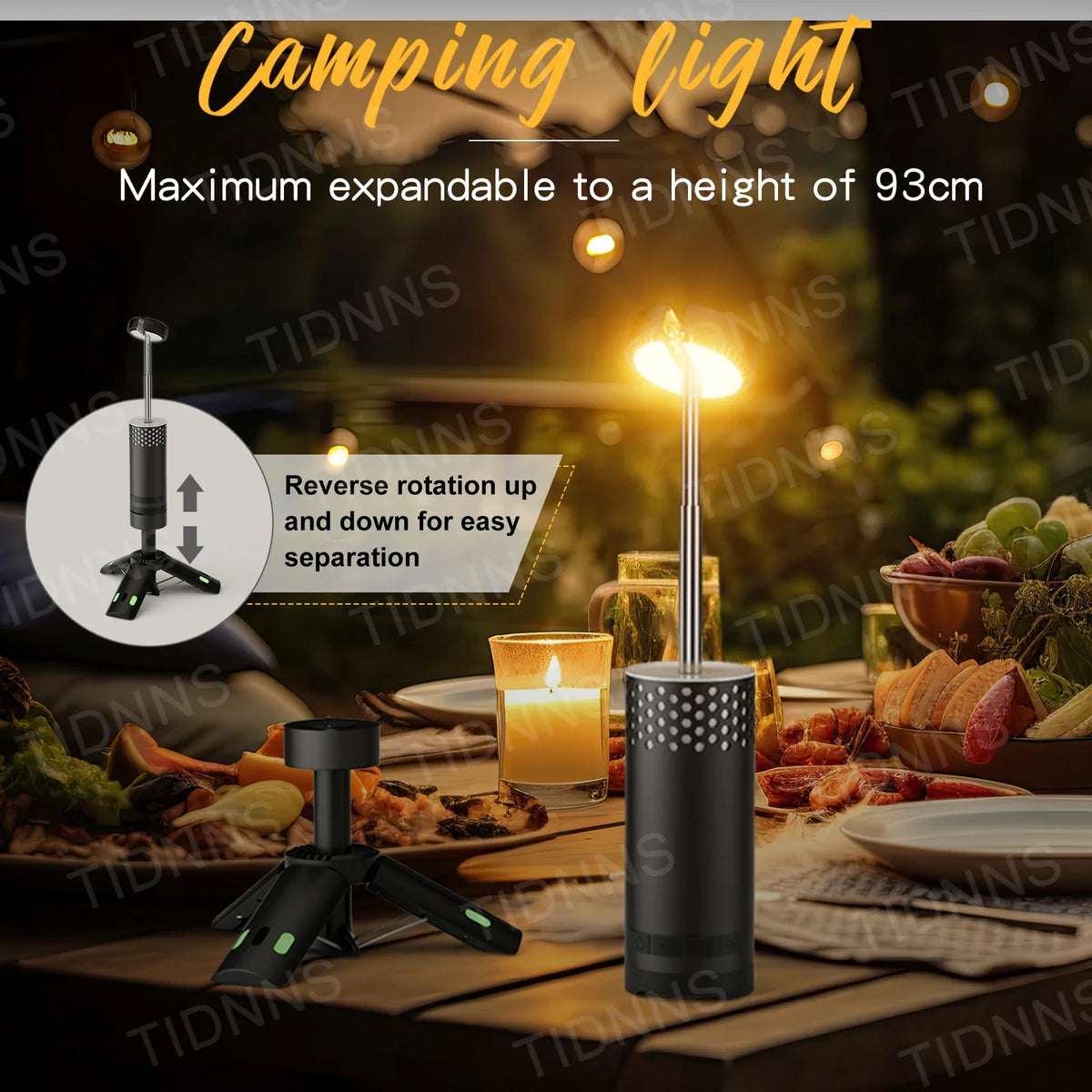 TIDNNS LED Camping Flashlight & Lantern - Rechargeable, Telescopic, Versatile