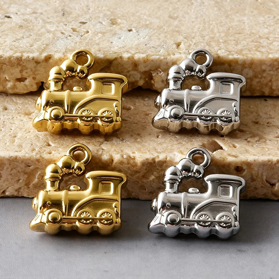 4pcs Funny Transportation Charms - Stainless Steel Pendants for DIY