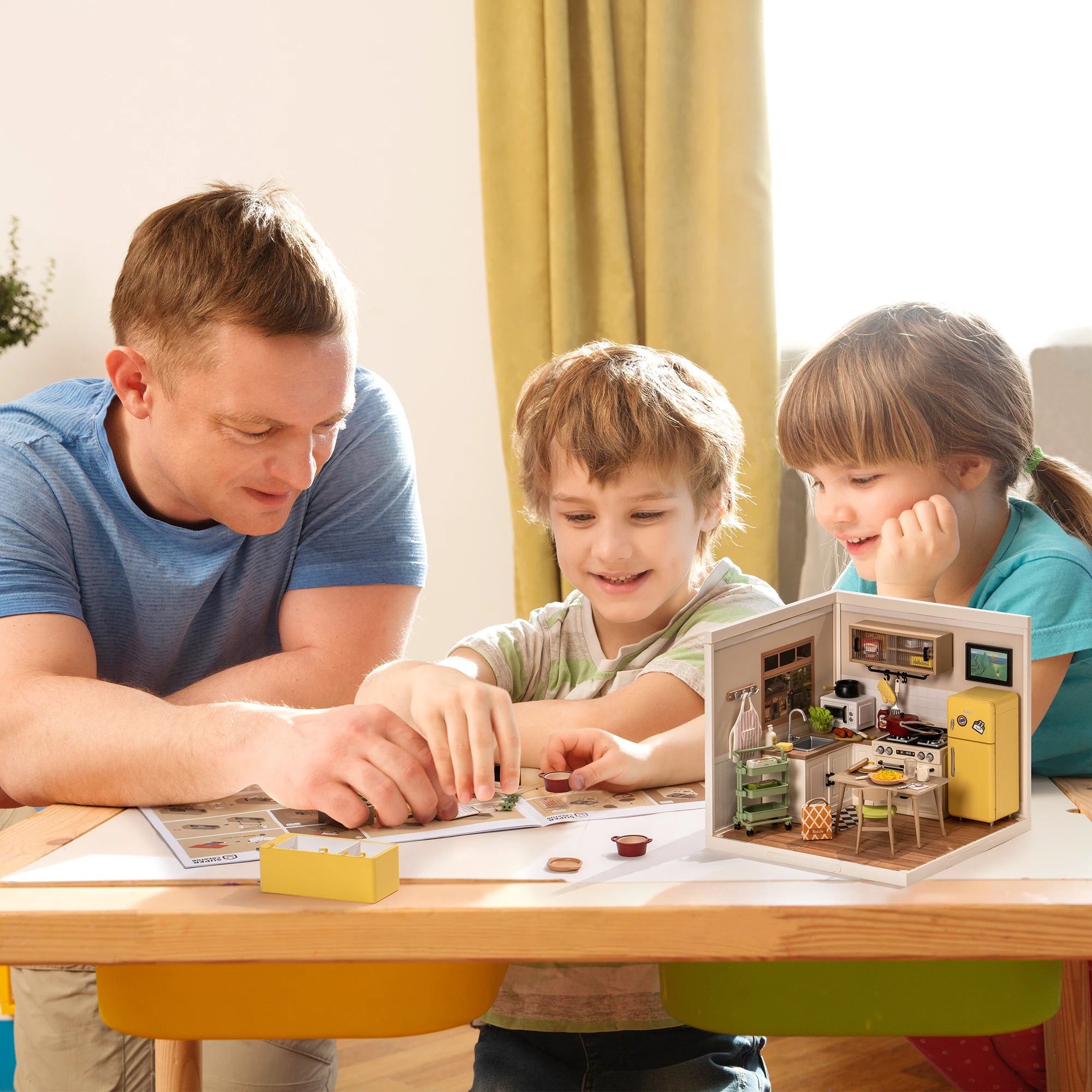 Robotime 3D Puzzle Happy Meals Kitchen DIY Miniature House Kit