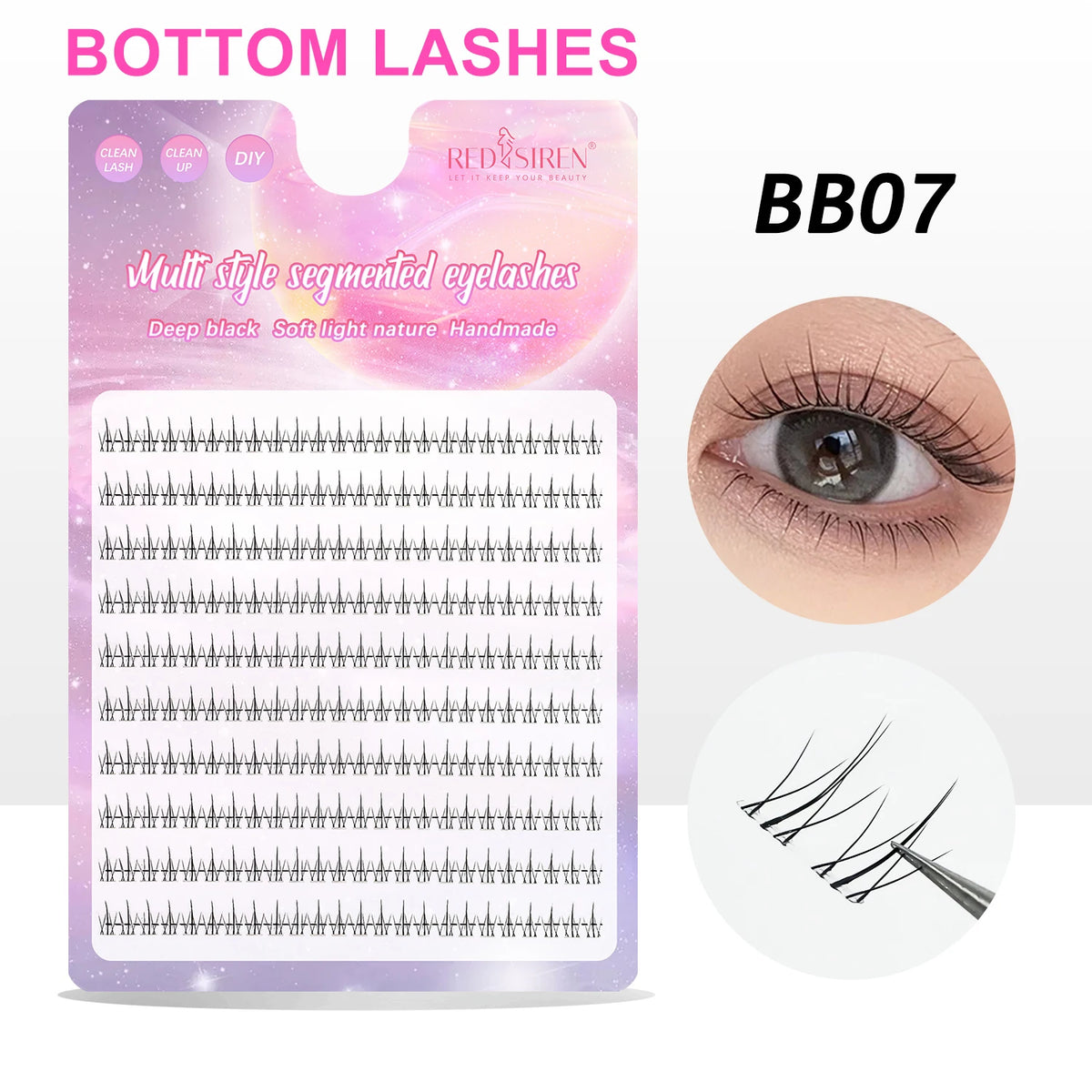 REDSIREN Cluster Lashes - 10 Rows of Natural Look Bottom Lashes