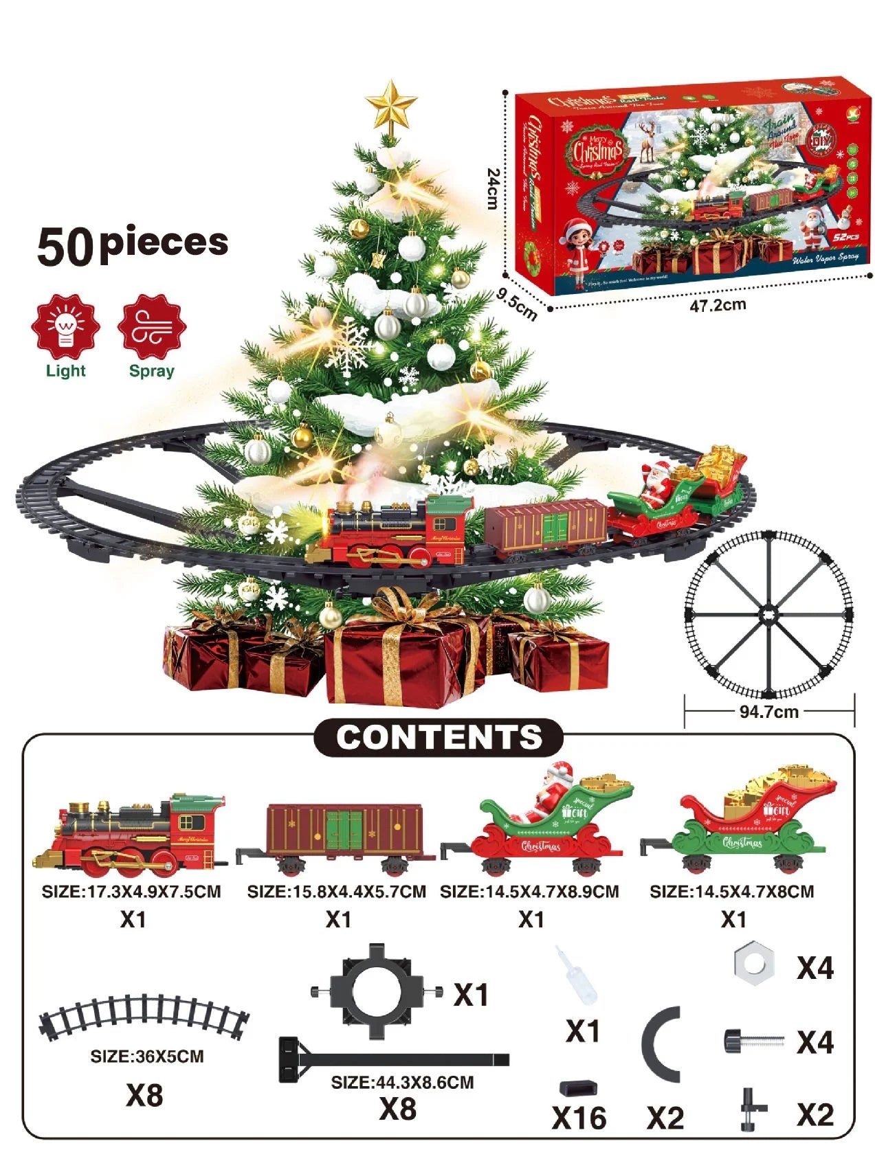 Festive Remote Control Electric Train Set with Lights & Sound - Holiday Fun