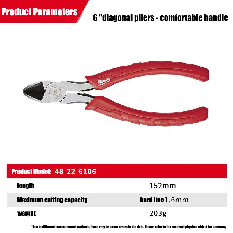 Milwaukee Comfort Grip Diagonal Cutting Pliers - 6" & 8" Options