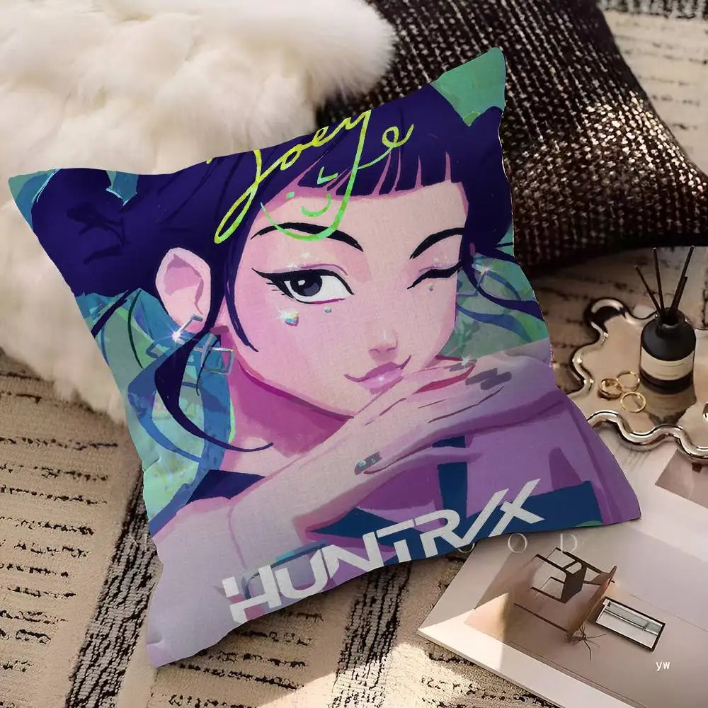 Kop-Cartoon K-Pop Demon Hunters Cushion Cover - Home Decor Pillow