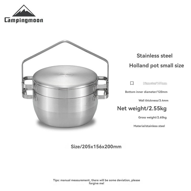 CAMPINGMOON DO-25 Stainless Steel Dutch Pot for Camping & Outdoor Cooking
