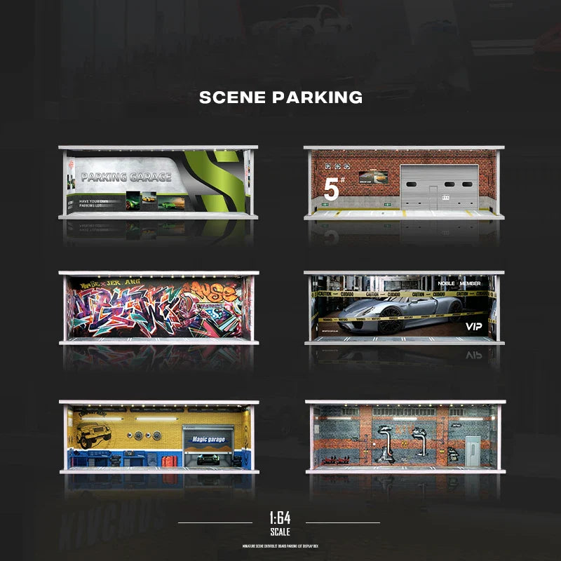 Vibrant LED Garage Scene Model 1:64 for Collector's Displays