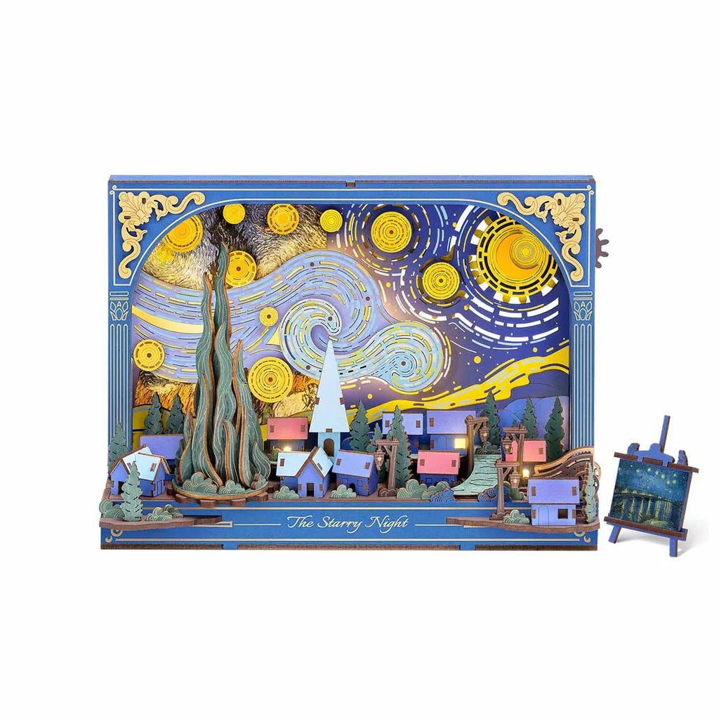 Robotime Starry Night 3D Wooden Puzzle with LED Light - DIY Desk Decor