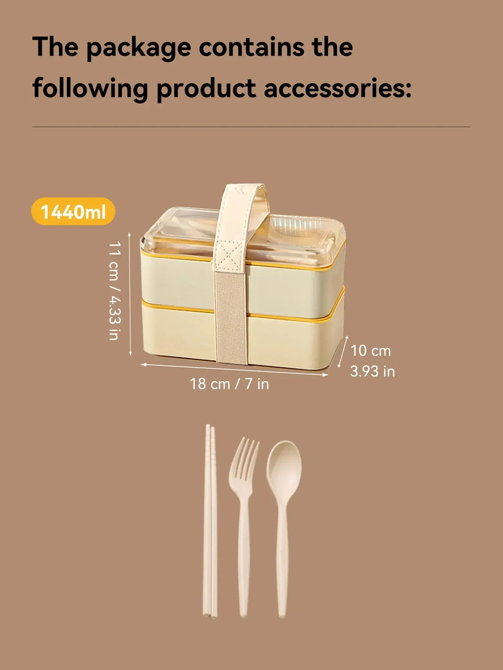 WORTHBUY Double-Layer Leak-Proof Bento Box with Tableware