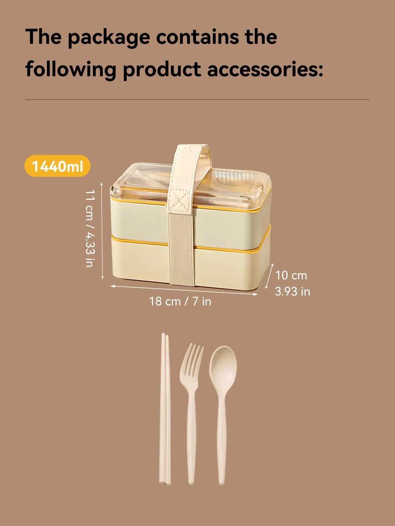 WORTHBUY Double-Layer Leak-Proof Bento Box with Tableware