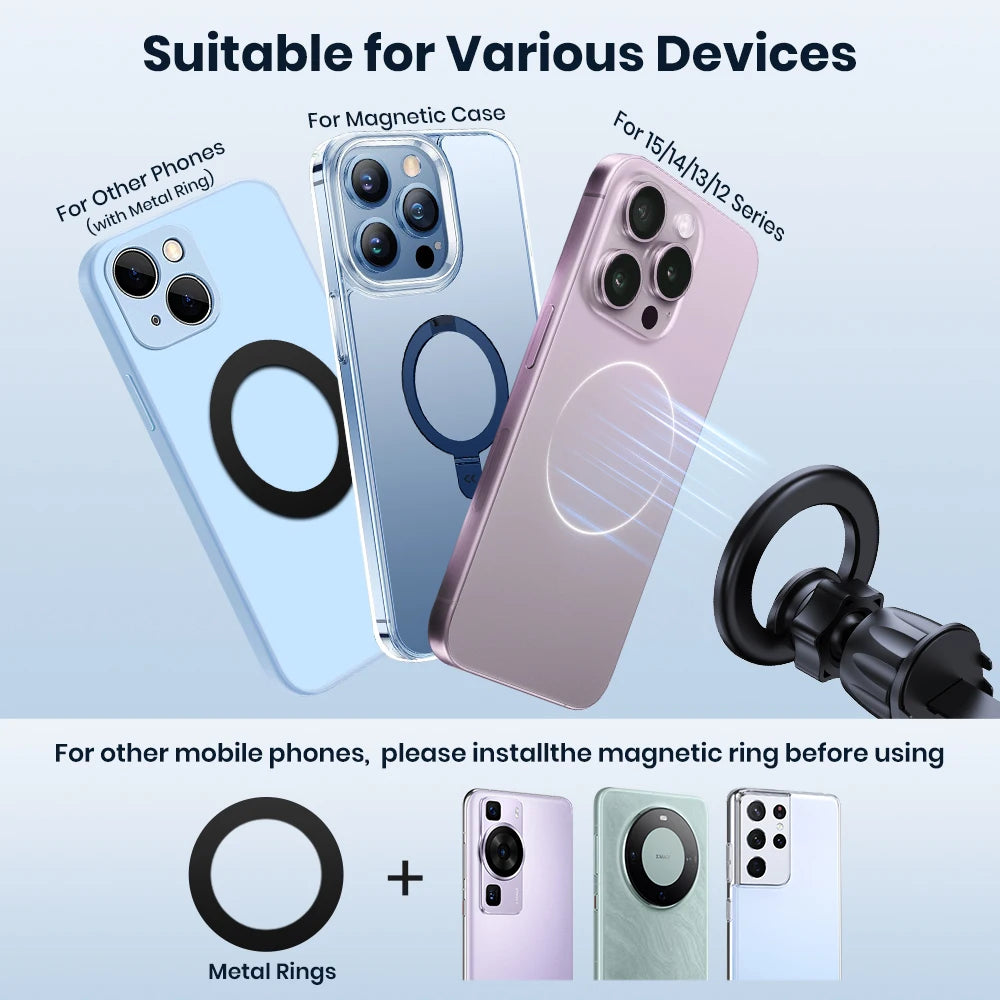 TOPK Magnetic Car Mount for iPhone 15 | 360° Rotatable Holder