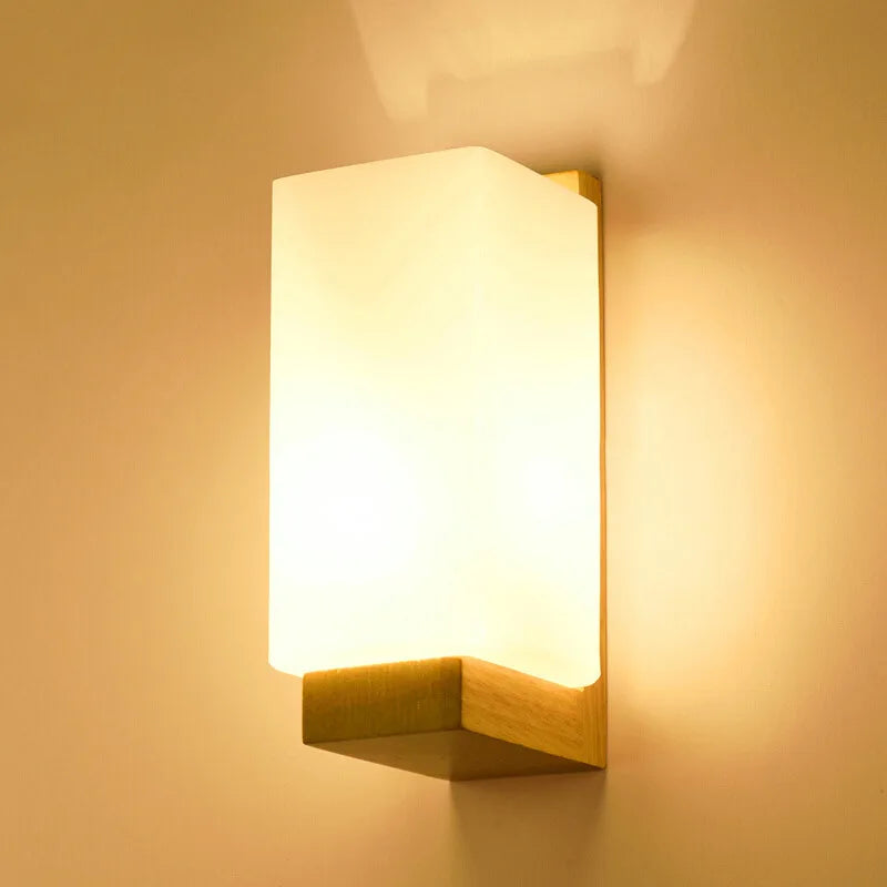 Elegant Nordic LED Wall Lamp with Solid Wood Base for Modern Interiors