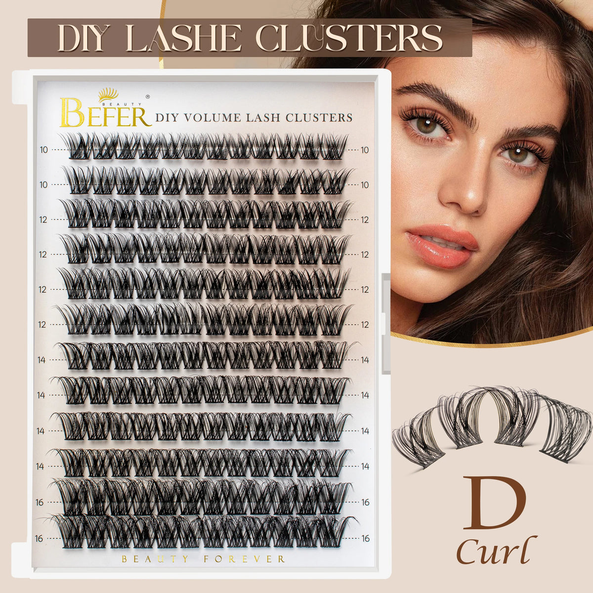 BEFER DIY Cluster Lashes - Natural Volume False Eyelash Extensions