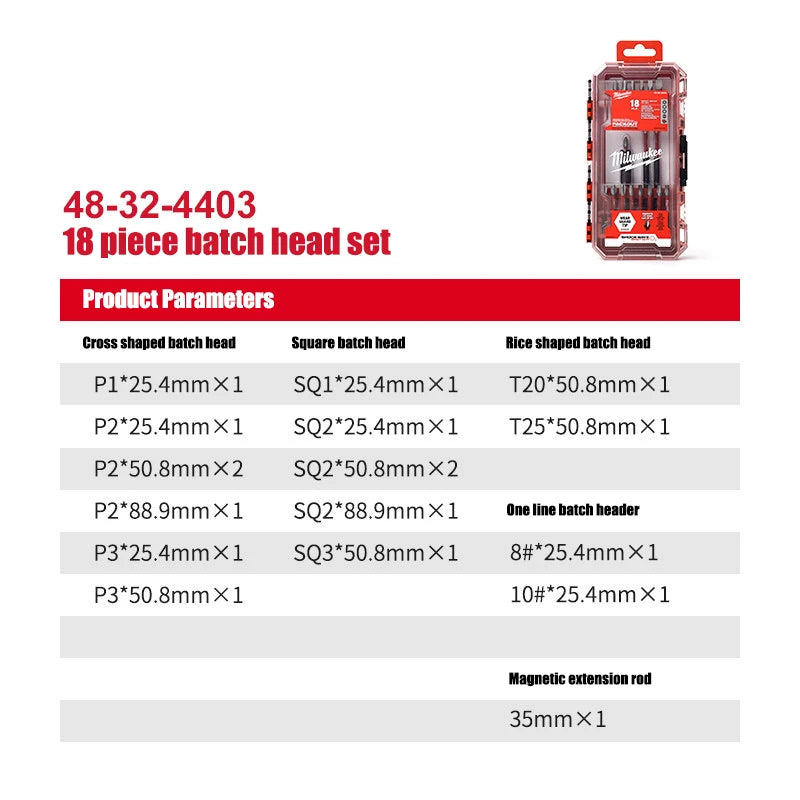 Milwaukee 18-Piece Shockwave Impact Bit Set - High Strength & Versatile