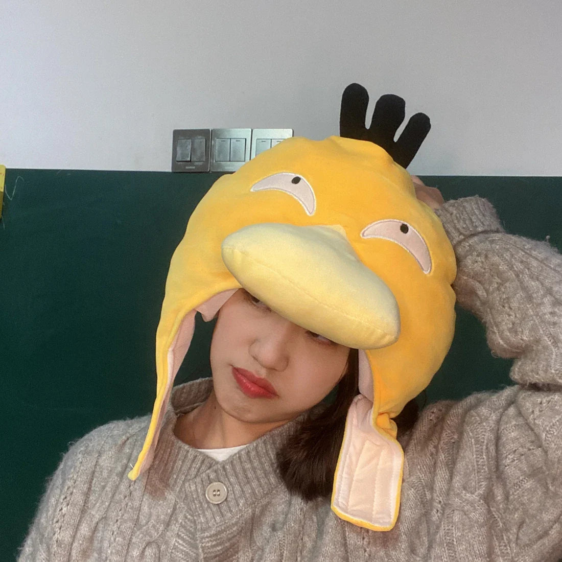Adorable Plush Psyduck Hat | Soft Yellow Duck Headgear