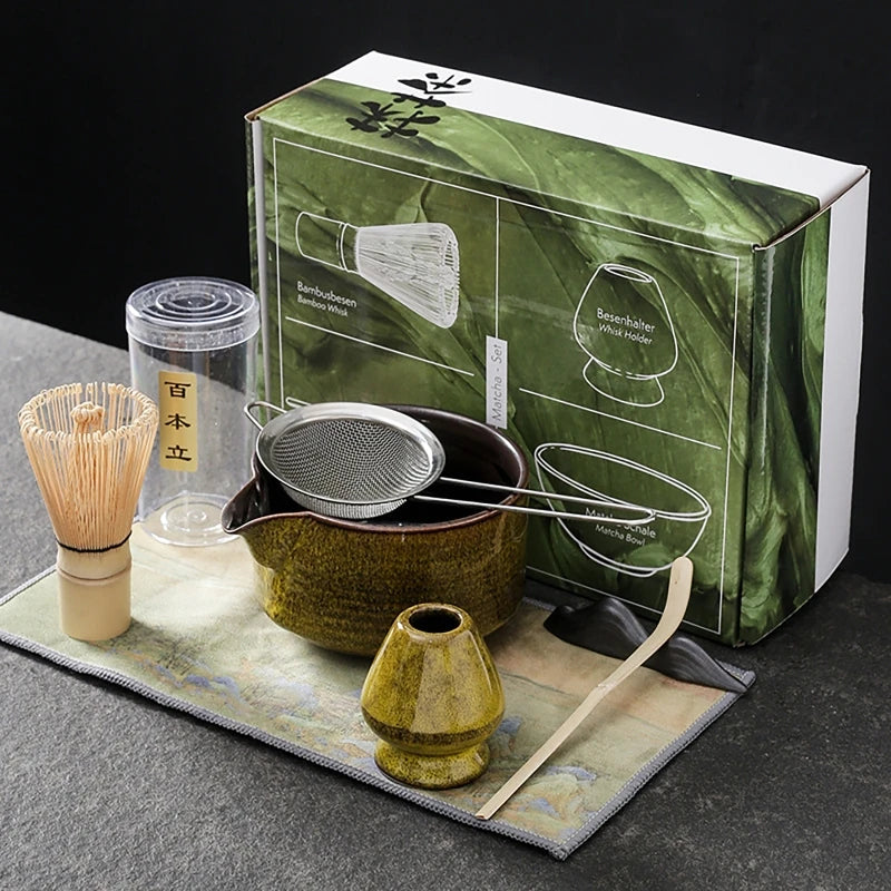 Japanese Matcha Tea Set - 7 or 4 Piece Bamboo Whisk & Bowl
