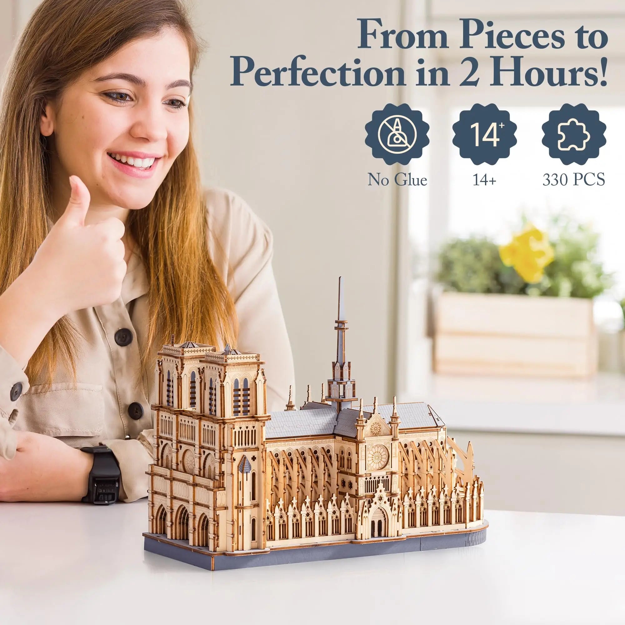 Robotime Paris Cathedral 3D Wooden Puzzle | Architectural Model Kit