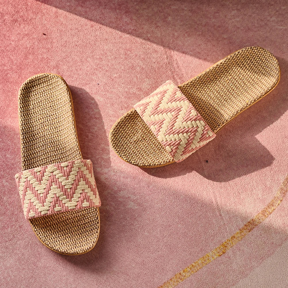 Stylish Linen Slippers - Lightweight Non-Slip Home Sandals